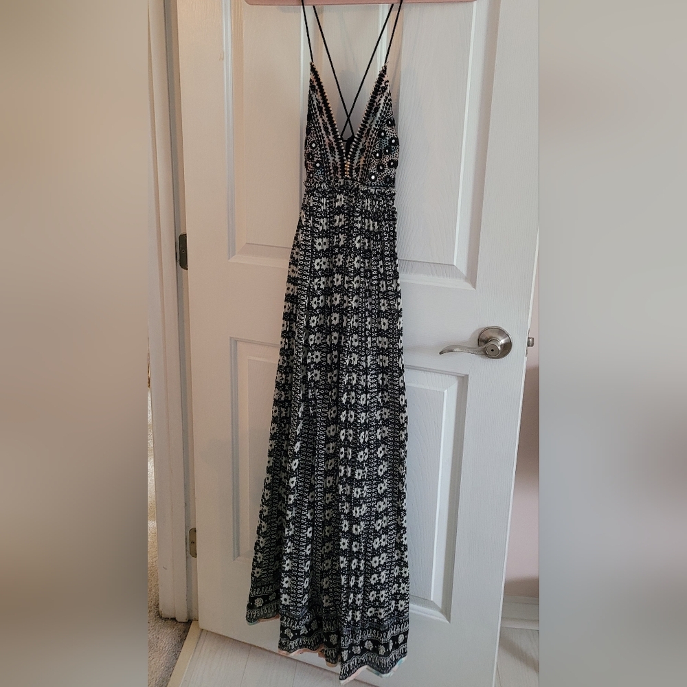 Free People Black and White Halter Sundress